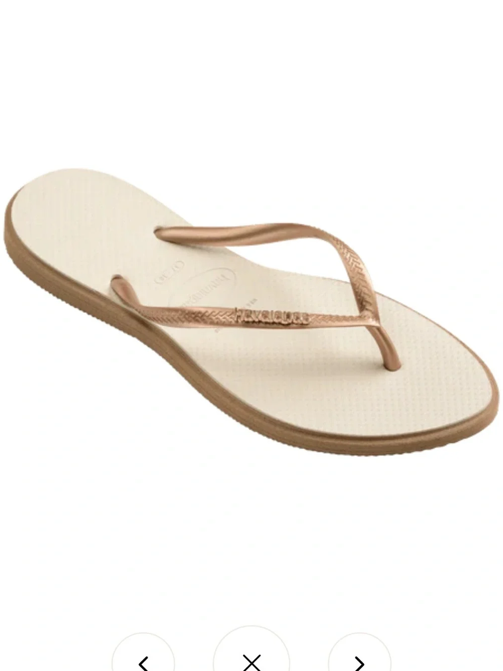Havaianas Slim Pointy Flip Flops in Rose Gold and Creamy White - Picture 2 of 3